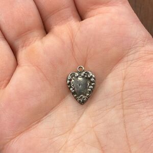 Vintage 925 Sterling Silver Repousse Swirls Petite Puffy Heart Pendant Charm